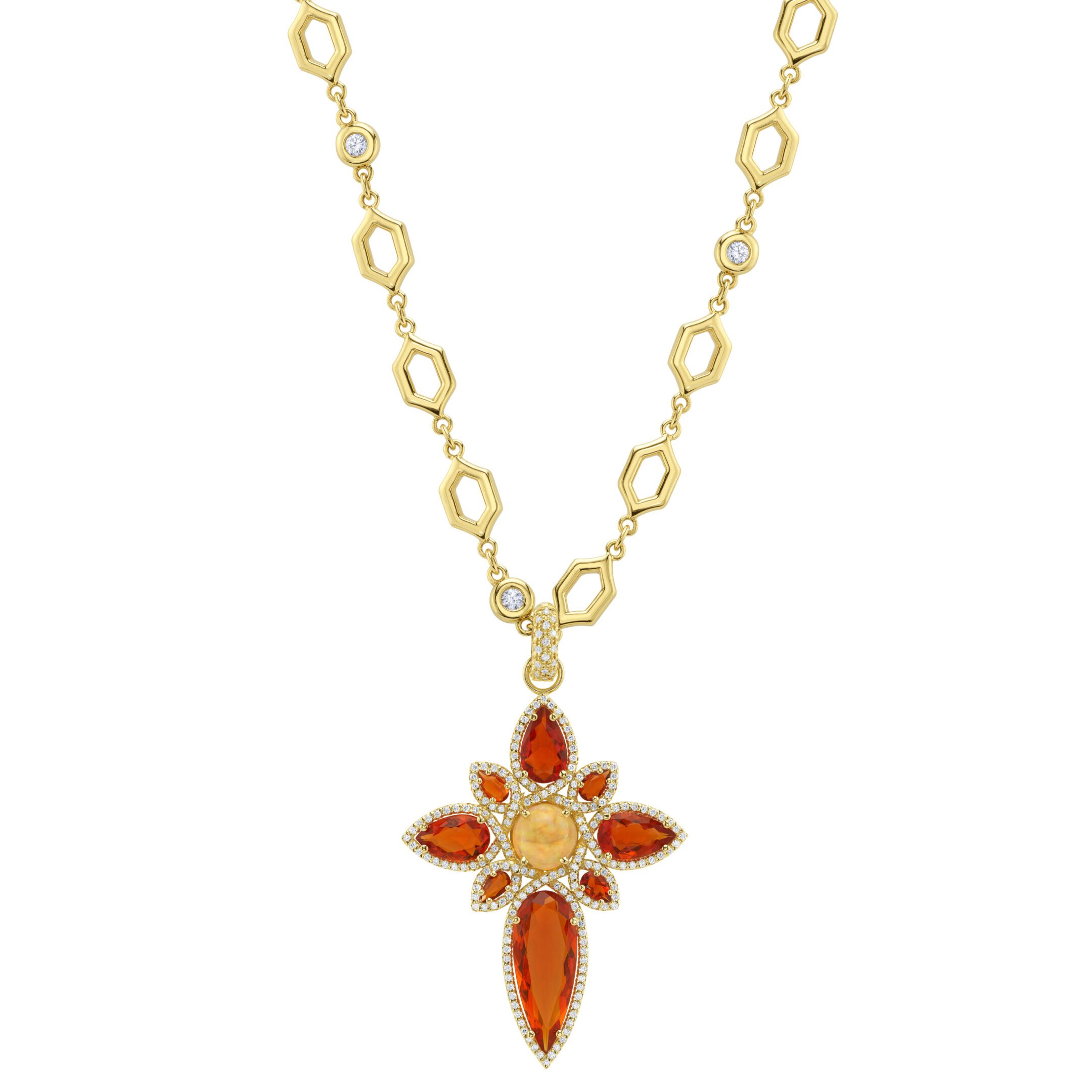 Lotus Cross Pendant — front view