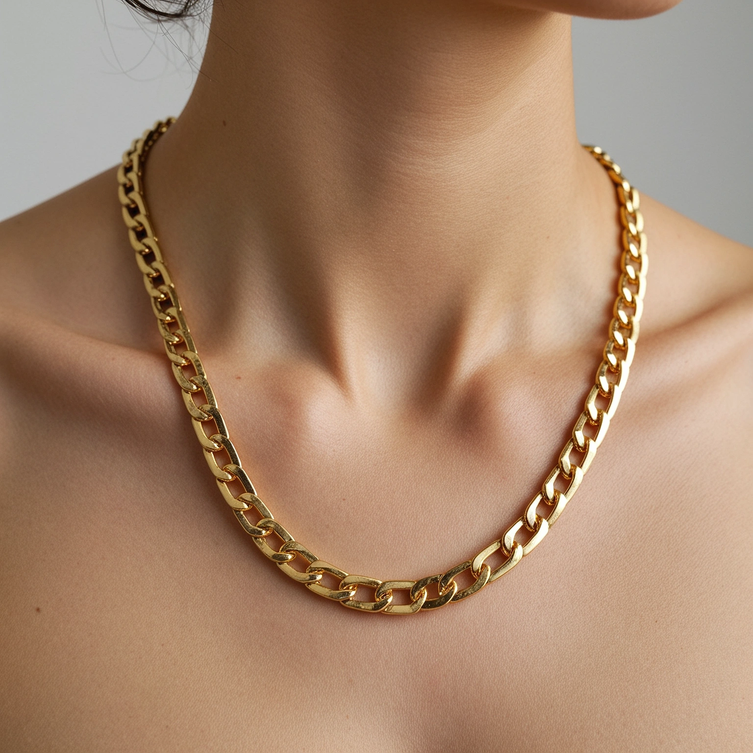 Rivenmark Box Chain 18in — on the wearer's neckline