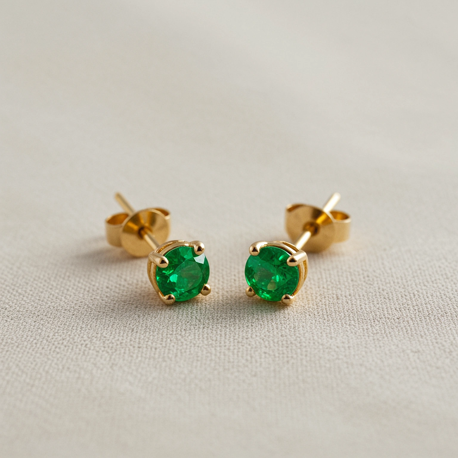 Rivenmark Emerald Studs — green stone close-up