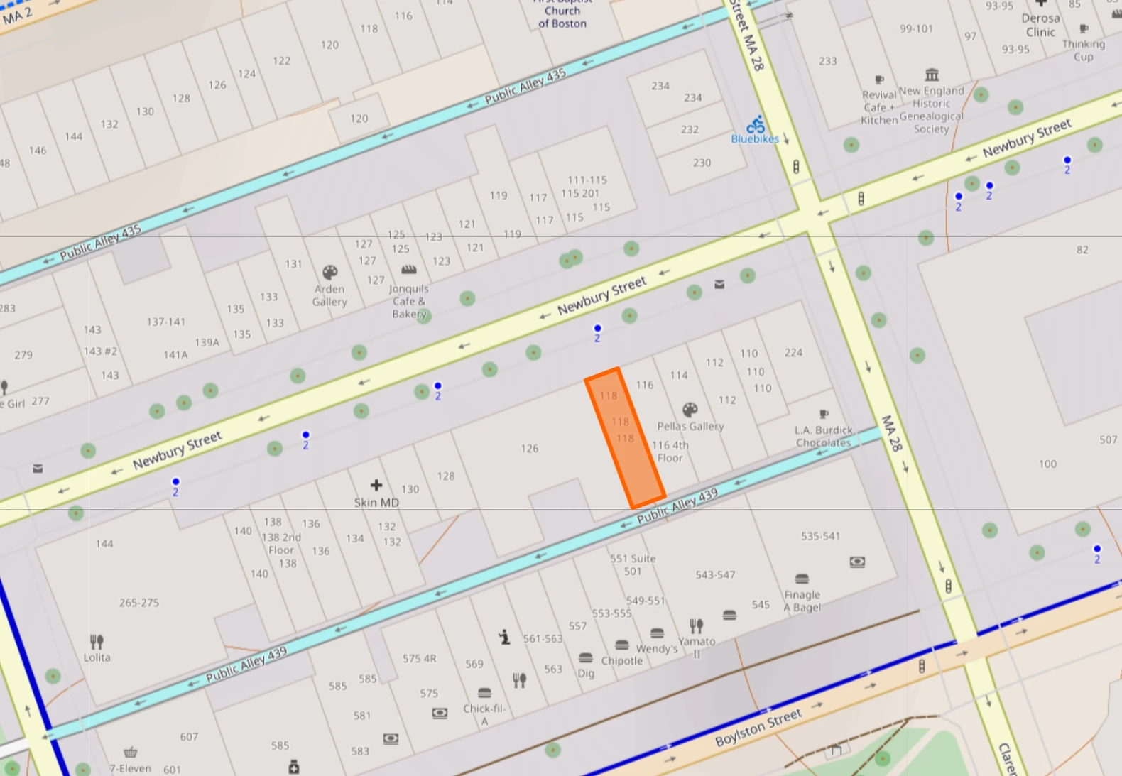 Map of Boston store location